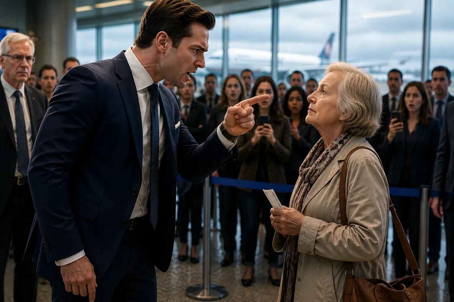 He Humiliated the "Broke Old Woman" at the Airport to Impress His Boss — Eight Days Later, She Was Sitting at the Head of the Table That Would Decide His Future