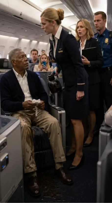 Flight Attendant Poured Coffee on Black Elderly Man —Then Froze When He Said “I Own This Airline”.352