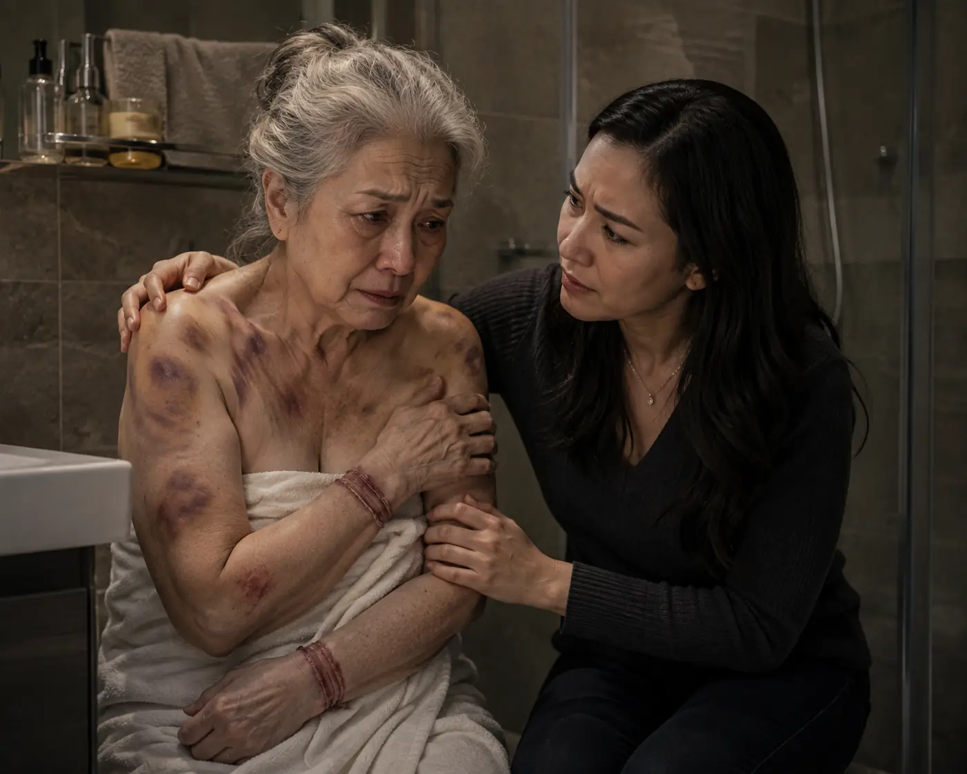 I came home to help my elderly mother bathe — but when I reached for her coat, she SCREAMED