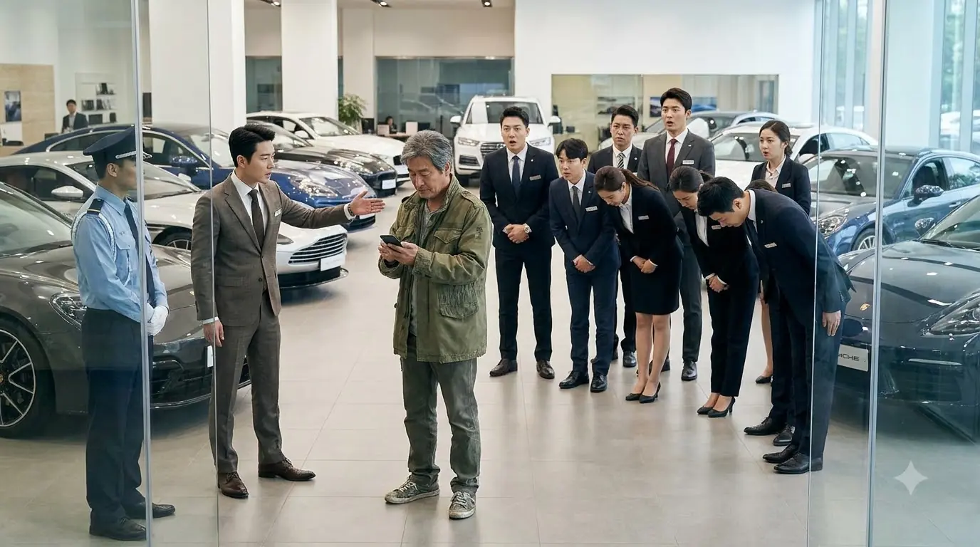I Thought My Faded Jacket Would Only Test My Luxury Dealership’s Customer Service… But When The Arrogant Manager Tried To Have Me Arrested, He Didn’t Realize The Quiet Message I Sent Would Destroy His Secret Empire.