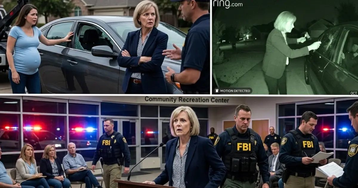 AN HOA PRESIDENT HAD A PREGNANT WOMAN’S CAR TOWED AND SMASHED THE WINDOW WHEN SHE TRIED TO REACH HER MEDICATION—BUT THE RING CAMERAS HER FBI-AGENT HUSBAND PULLED THAT NIGHT TURNED THE NEXT HOA MEETING INTO A FEDERAL RAID