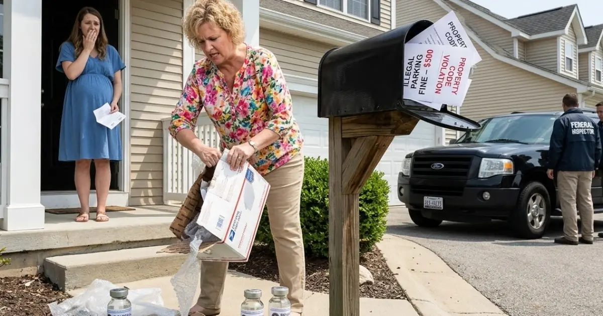 AN HOA KAREN DESTROYED A PREGNANT WOMAN’S PACKAGE AND STUFFED HER USPS MAILBOX WITH FAKE FINES—BUT SHE HAD NO IDEA THE BOX CONTAINED GOVERNMENT SAMPLES THAT BROUGHT FEDERAL INSPECTORS TO HER DOOR