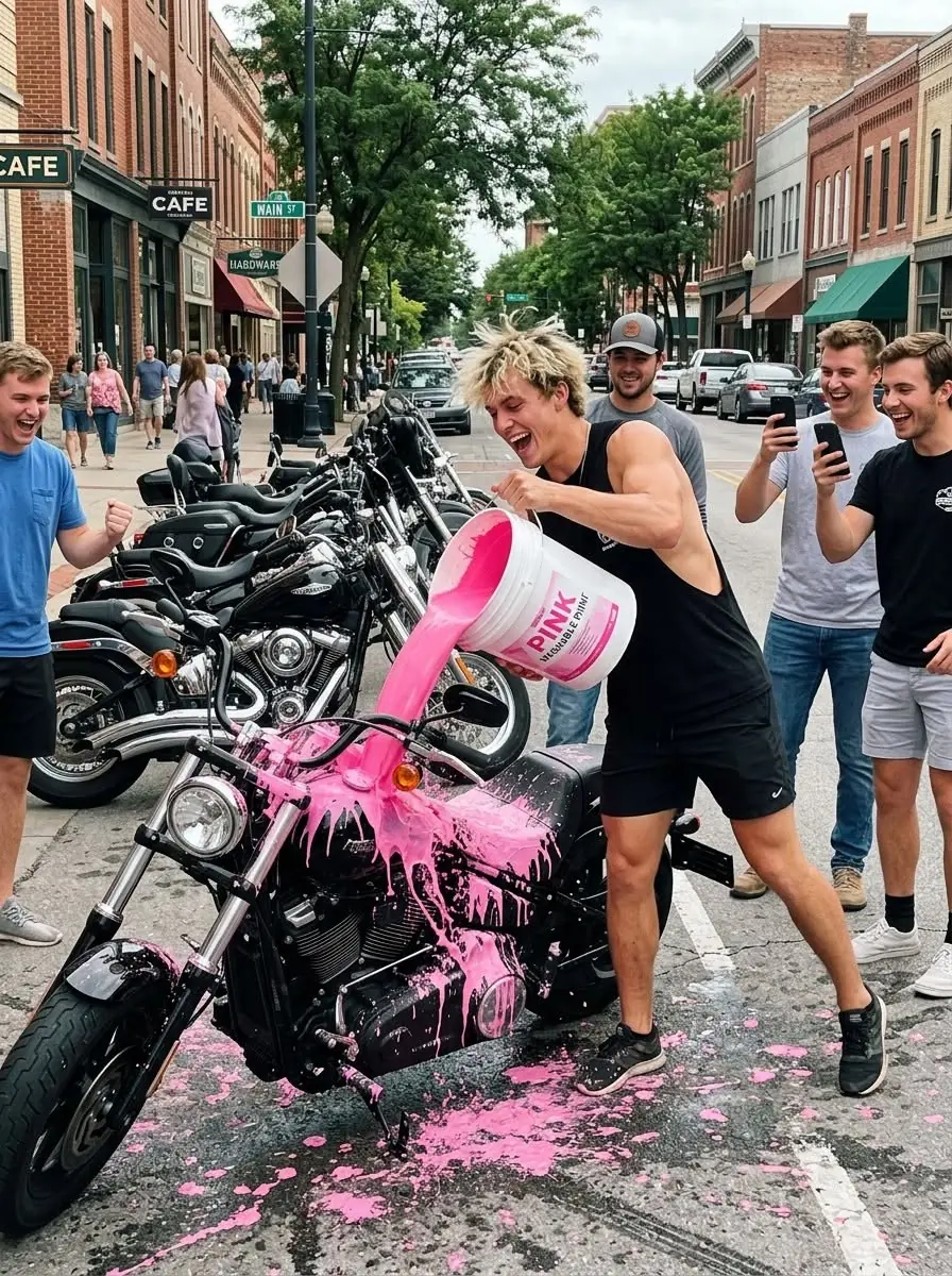 THEY PAINTED THREE BIKERS’ HARLEYS NEON PINK — THEN THE KID STARTED BEGGING THEM TO GET ANGRY