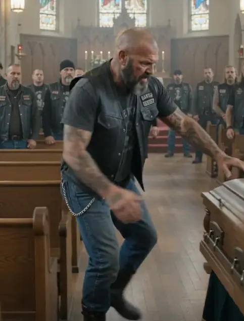 A Biker Pulled a Priest From His Coffin During the Funeral—Then the Entire Church Heard the Sound Everyone Else Had Called Settling Wood