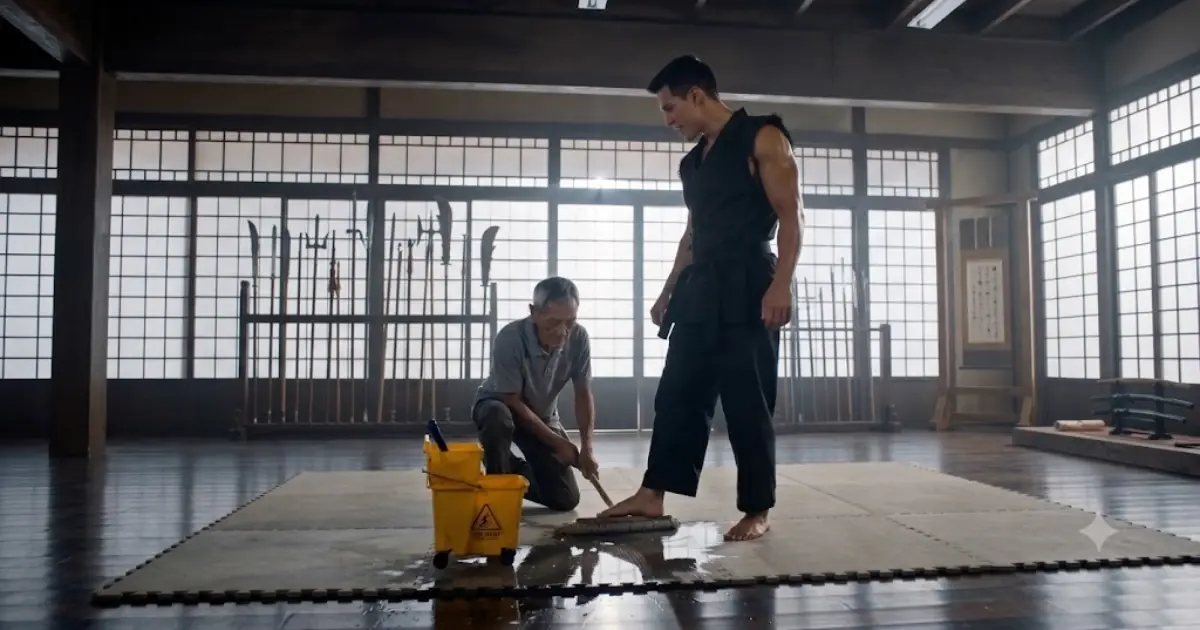 A Black Belt Challenged the Black Janitor as a Joke — Until the Head Instructor Walked In and Bowed to Him