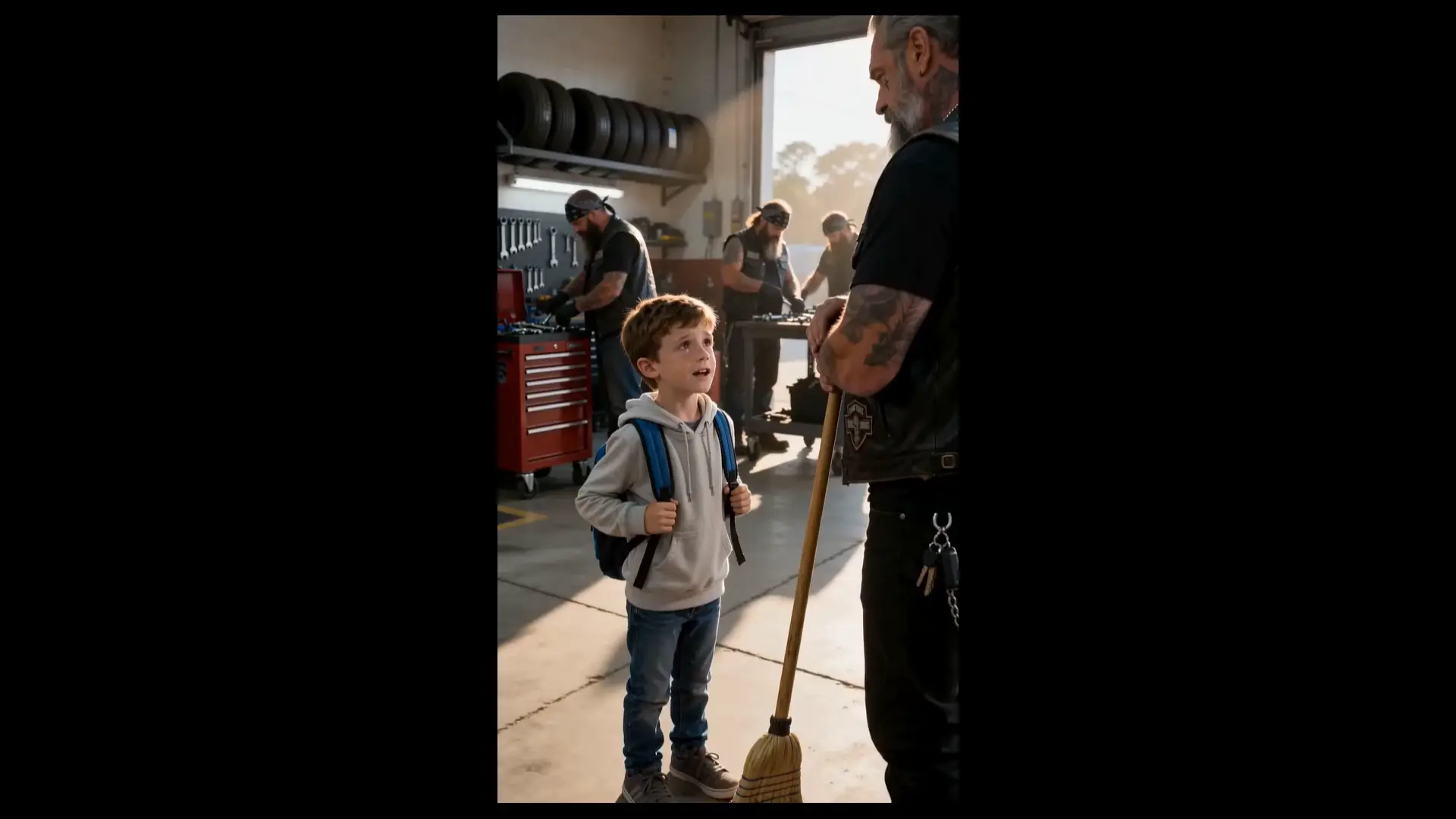 A 9-Year-Old Walked Into an Outlaw Biker Garage Asking for a Job... What the Boss Handed Him Broke the Internet!