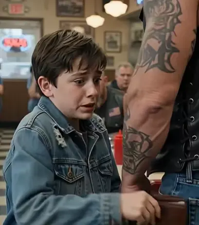 THE ORPHAN BOY SLIPPED A BIKER'S WALLET OUT OF HIS POCKET INSIDE A DINER-SECONDS LATER FIVE TATTOOED MEN SURROUNDED HIM, BUT WHAT THE BIKER PUT INTO THE BOY'S POCKET NEXT LEFT THE ENTIRE RESTAURANT SPEECHLESS