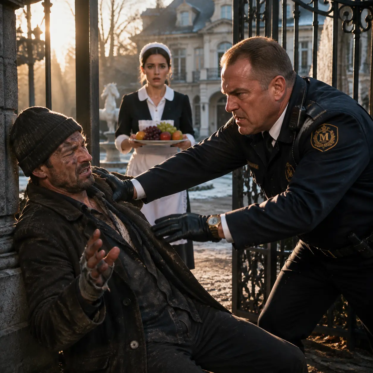 The guard shoved me away from my own gate. Then a quiet maid stepped forward with a plate of fruit—and changed everything.