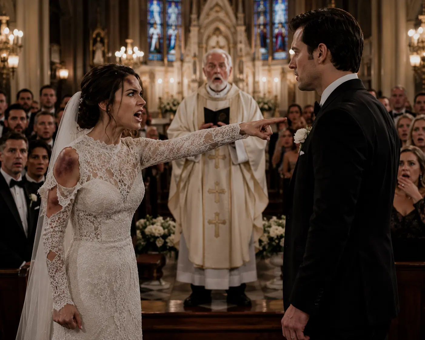 He thought marrying me meant owning me. But he was wrong. Standing before every guest, I smiled through the pain  Then I stripped off my wedding dress, revealing the bruises he left behind—and the hidden evidence that would destroy him.