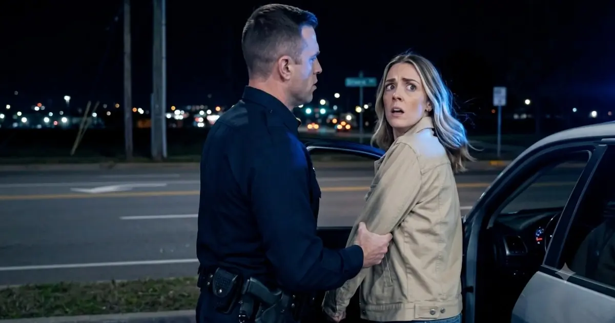The Officer Who Said She Could Leave Only When He Allowed It. The Stranger in the Charcoal Jacket Knew the Real Reason She Had Been Stopped.