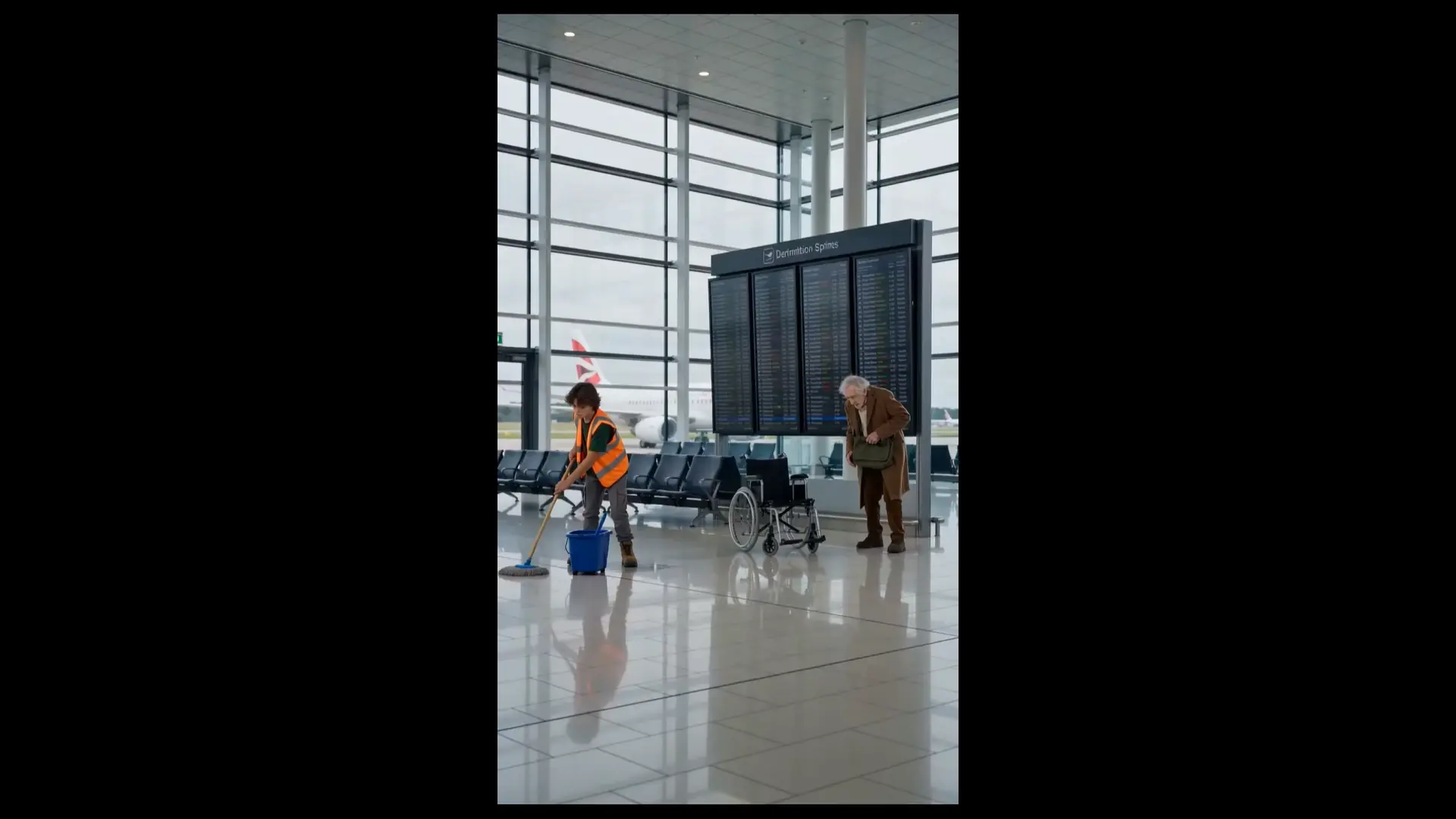 He Abandoned His Mop to Save a Dying Old Traveler in the Terminal... The Old Man Owned the Entire Airline Fleet