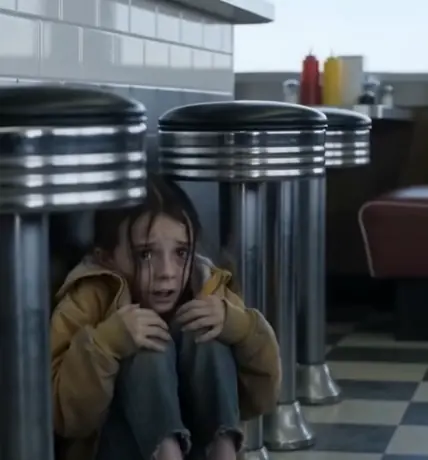 Little Girl Ran Into And Hid Under The Diner Counter — The Biker Never Finished His Coffee