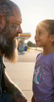 The Giant Kentucky Biker Was Pumping Gas. When A Frightened Girl Hid Behind Him, A Hidden Clue Surfaced.