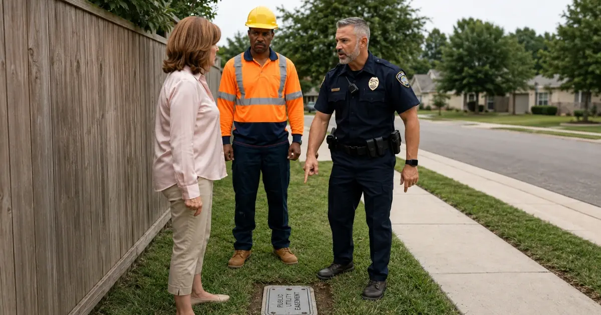 THE HOA PRESIDENT CALLED POLICE ON A LINEMAN FOR “TRESPASSING”—THEN THEY DUG BESIDE HER FENCE