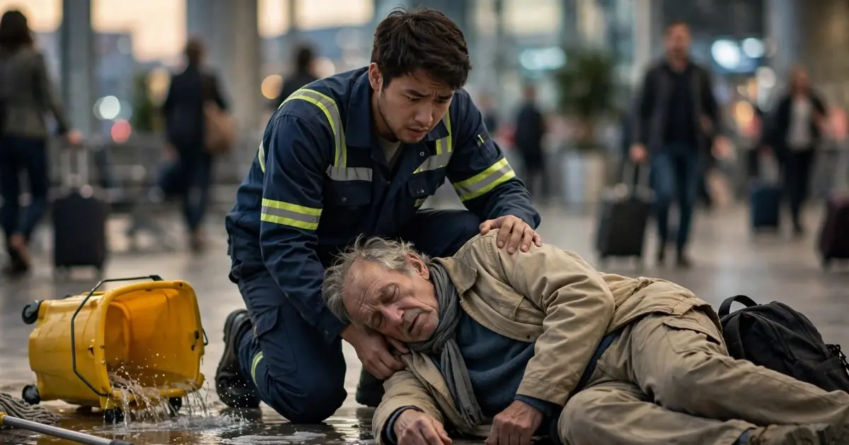 The Janitor Who Left His Mop to Save a Man in the Airport - He Had No Idea The Man Owned The Airline