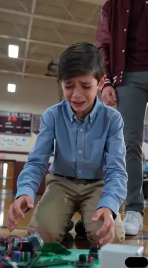 THEY SMASHED THE QUIET BOY’S INVENTION IN FRONT OF 300 PEOPLE — EVERYONE LAUGHED AS HE KNEELED AMONG THE BROKEN GLASS, BUT THEN THE ENGINEER PICKED UP ONE PIECE, STUDIED IT FOR THREE SECONDS, AND REALIZED THE BOY HAD BUILT SOMETHING THAT COULD CHANGE 