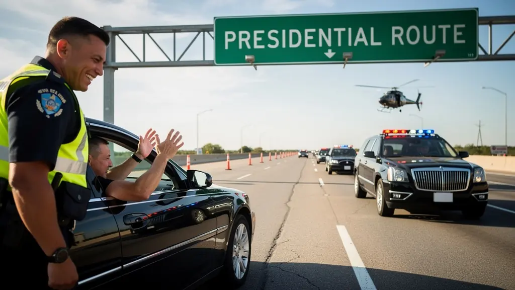 The Patrolman Handcuffed The Driver On The Dark Shoulder Until Federal Dispatch Cleared The Highway For The Motorcade