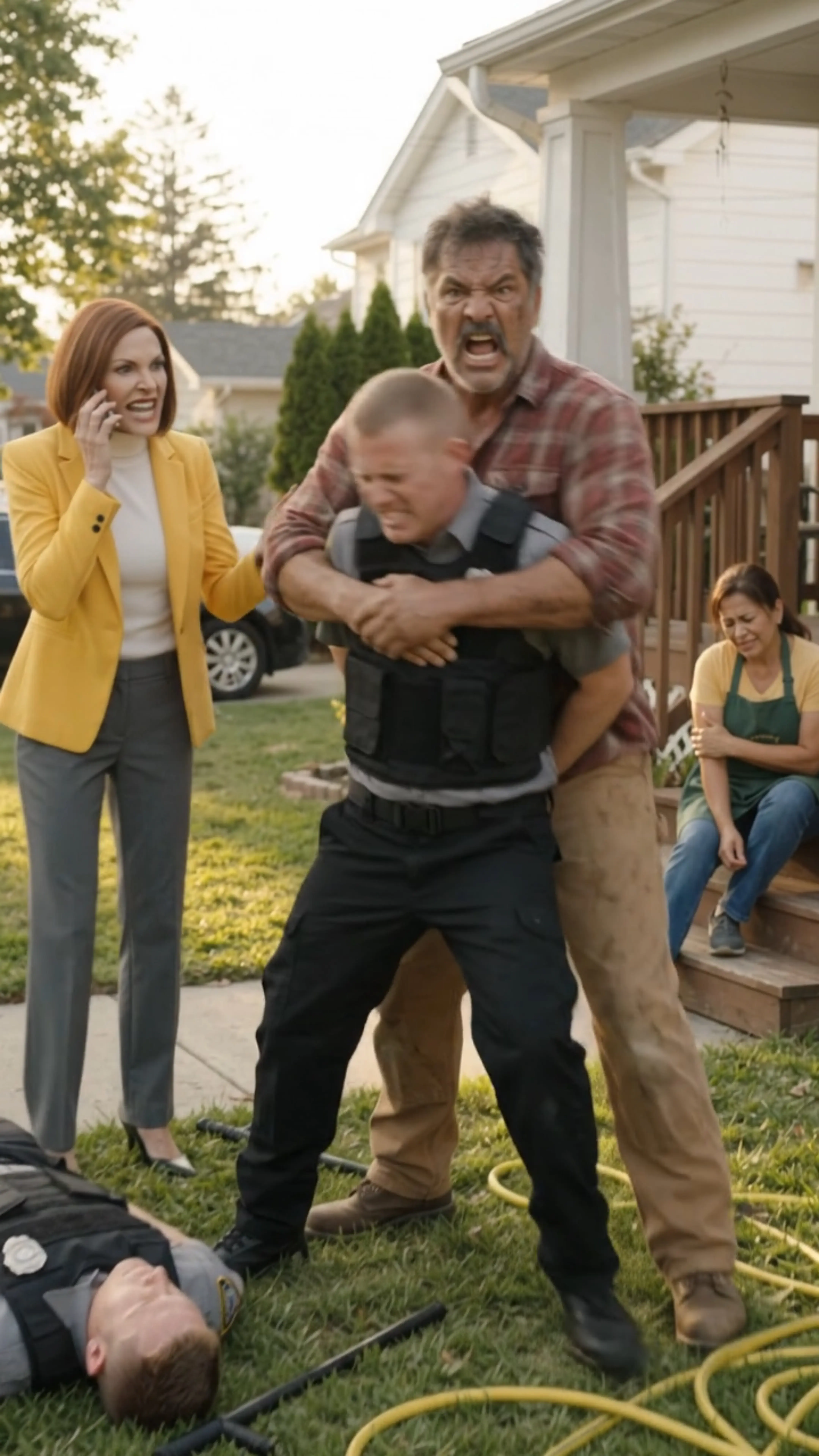 THE HOA SENT TWO “ENFORCEMENT OFFICERS” TO OUR PORCH—THEN REAL SIRENS TURNED ONTO OUR STREET