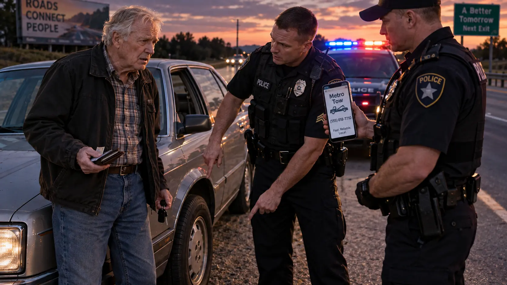 "Two Police Officers Pulled Me Over at 69 Because of My “Unsafe Tires,” Tried to Make Me Call Their Preferred Tow Company