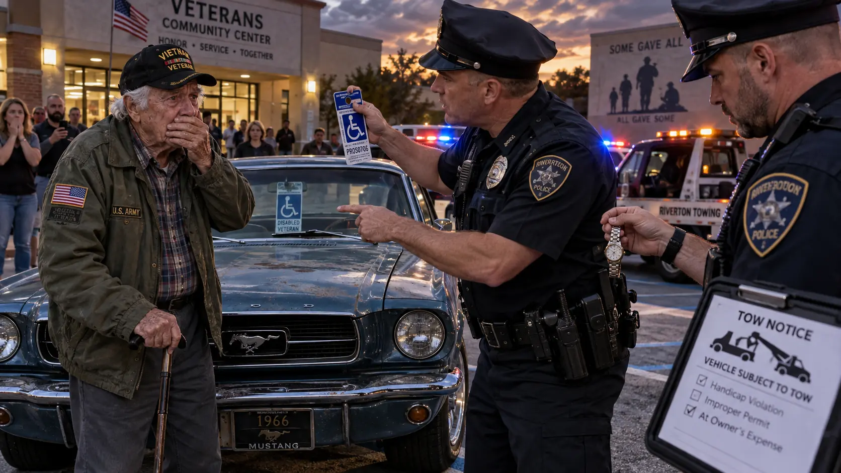 "Two Cops Accused a Disabled Veteran of Using a Fake Placard, Threatened to Tow His Old Mustang, and Even Took the Watch From His Hand—But When the 71…