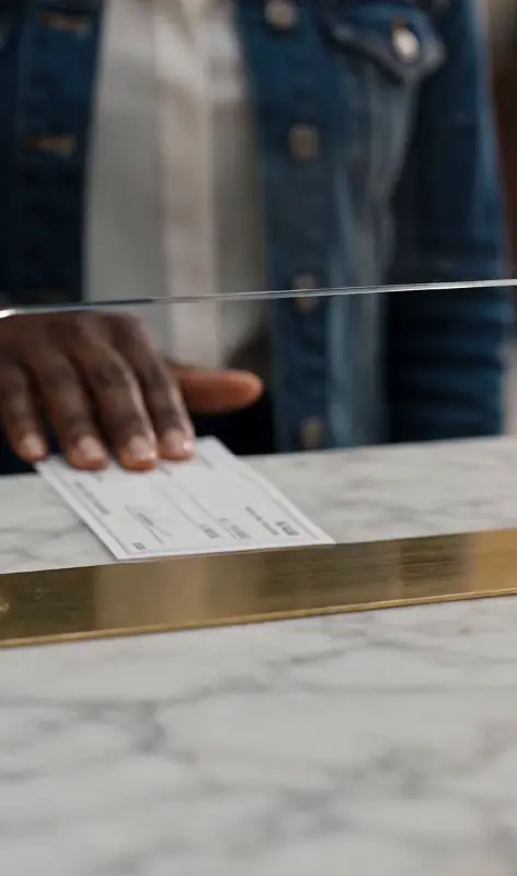 The lobby of Harrington & Cole Bank was designed to make people feel small.