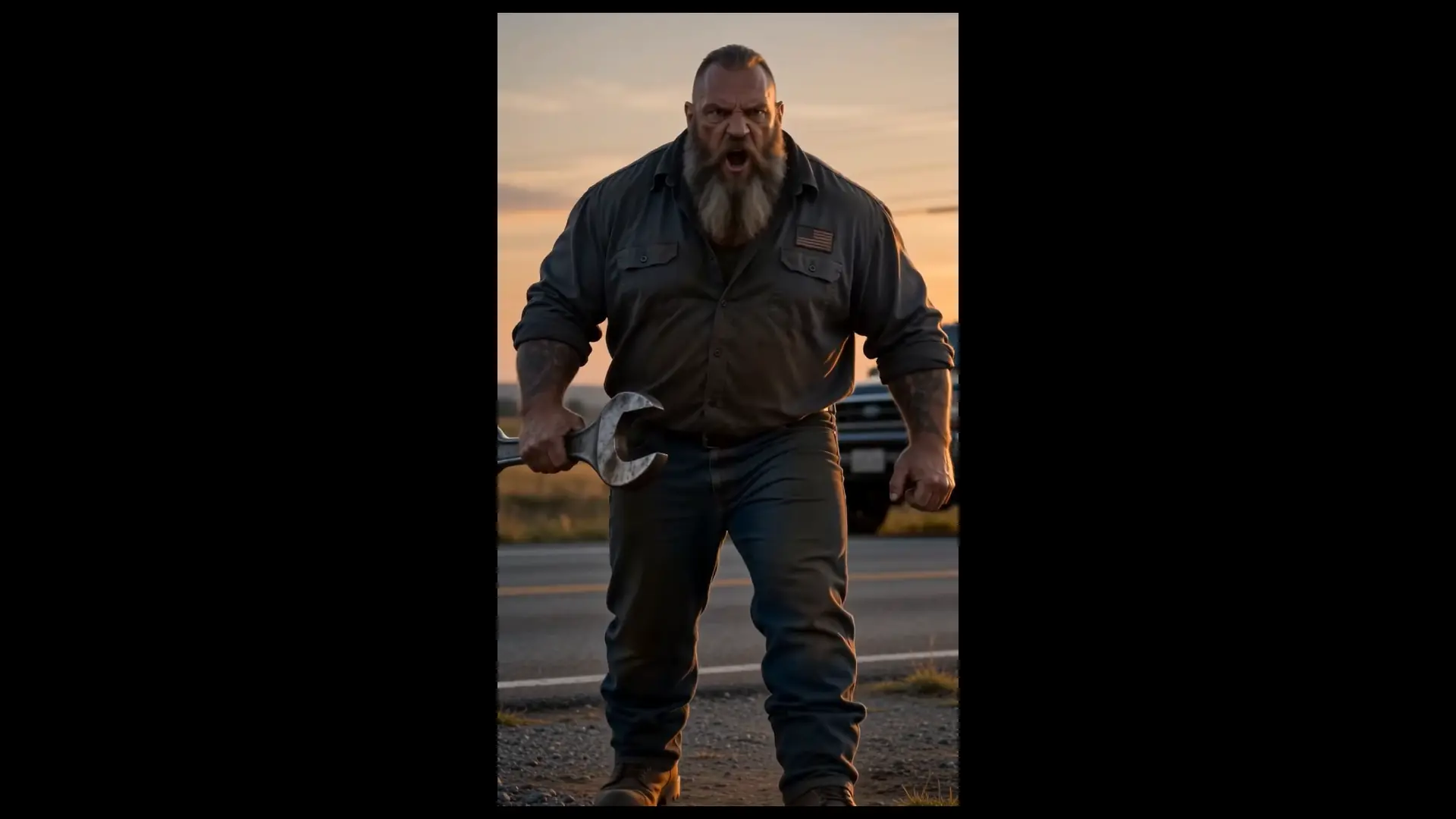 "Walk Away, Girl!": Giant Biker with Wrench Regrets Threatening Tough Female Mechanic Defending Injured Veteran