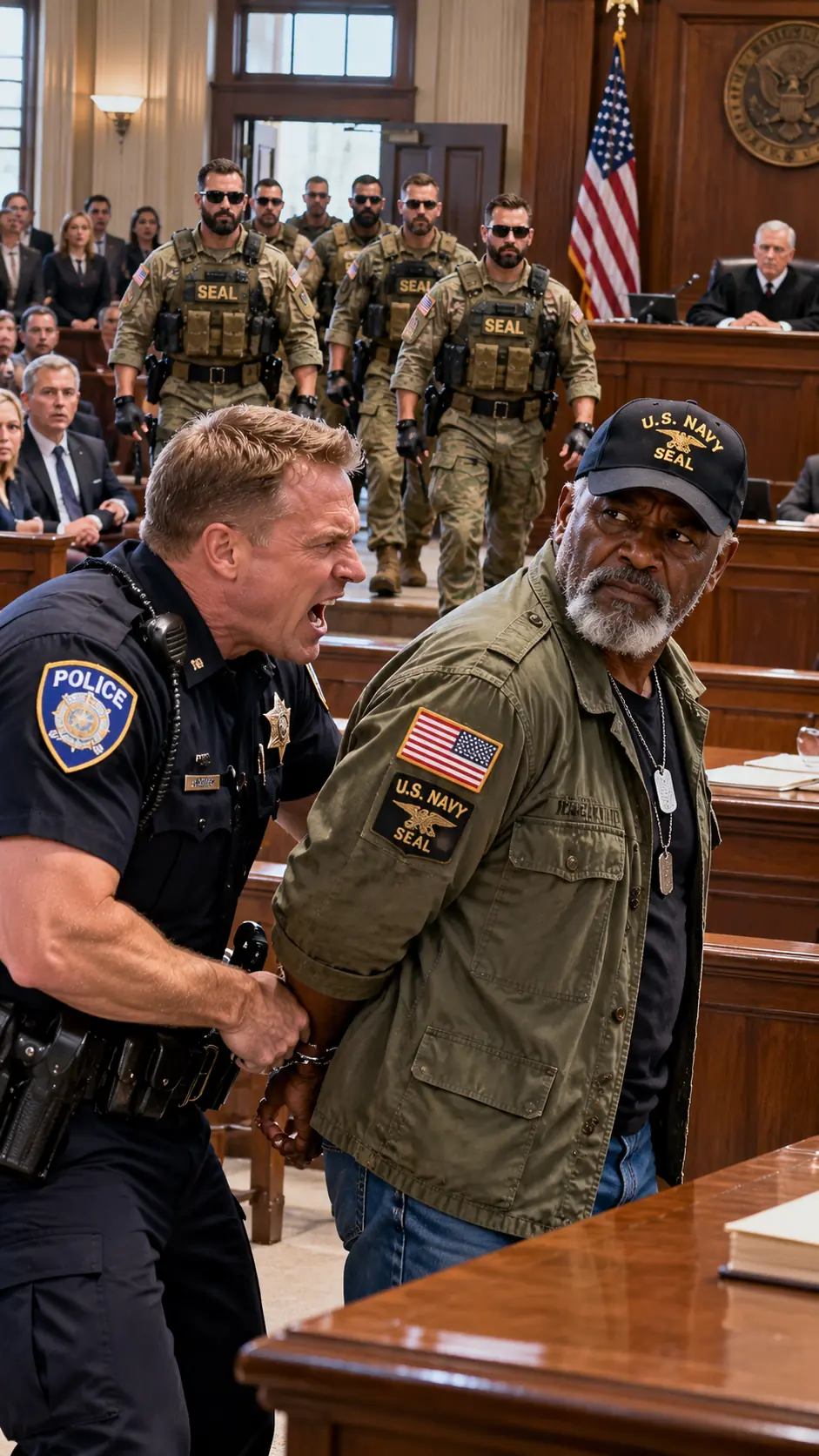 A CORRUPT POLICE OFFICER Arrested a Black VETERAN on Memorial Day, Then His Entire SEAL Team Entered the Courtroom in Full Uniform