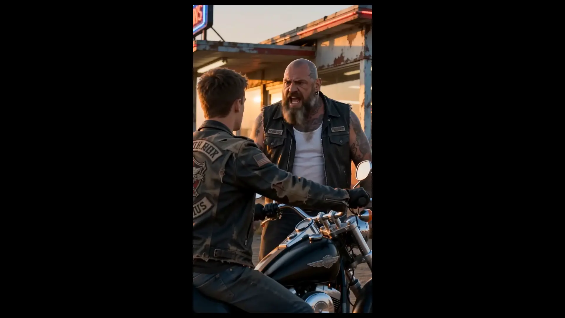 The Biker Boss Threatened the Young Rider for Wearing His Club’s Jacket—But When the Boy Showed Him an Old Photograph, the Toughest Man in the Room Broke Down in Tears